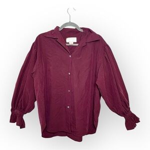 Compagnie Internationale Express Burgundy Romantic Blouse Vintage 80s 90s M